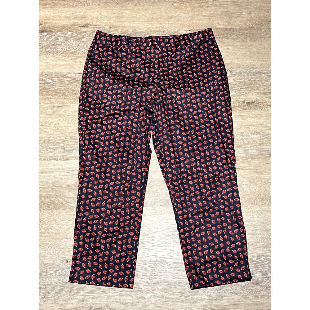Talbots Capri Pants Womens Heritage Fit Cotton Spandex‎ 6P Navy Ladybug EUC